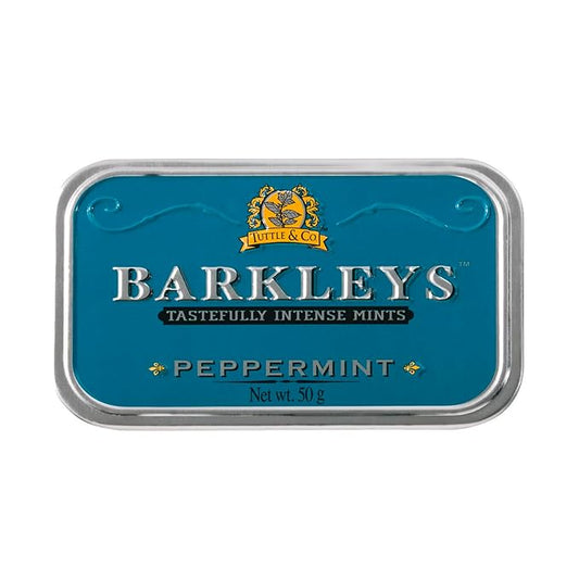 Barkleys Peppermint Breath Mints - Breath Mint, Mints Travel Size, After Dinner Mints, Peppermints Breath Freshener, Peppermint Candy in Reusable Classic Travel Tin, Vegan, 1 Pack - 50 Count Each