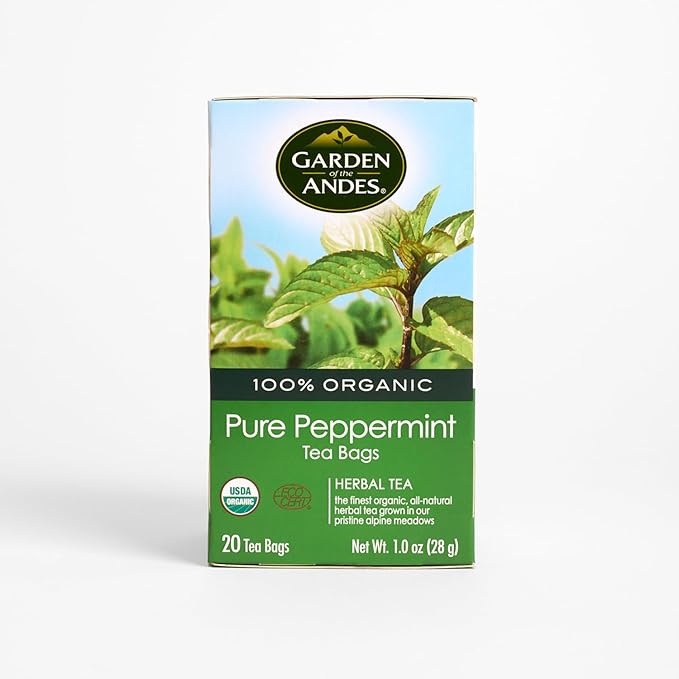 Garden of the Andes - Peppermint Tea - 6 x 20 Tea Bags (120 Count) - USDA Organic Caffeine-Free Herbal Infusion - Refreshing menthol aroma and digestive support