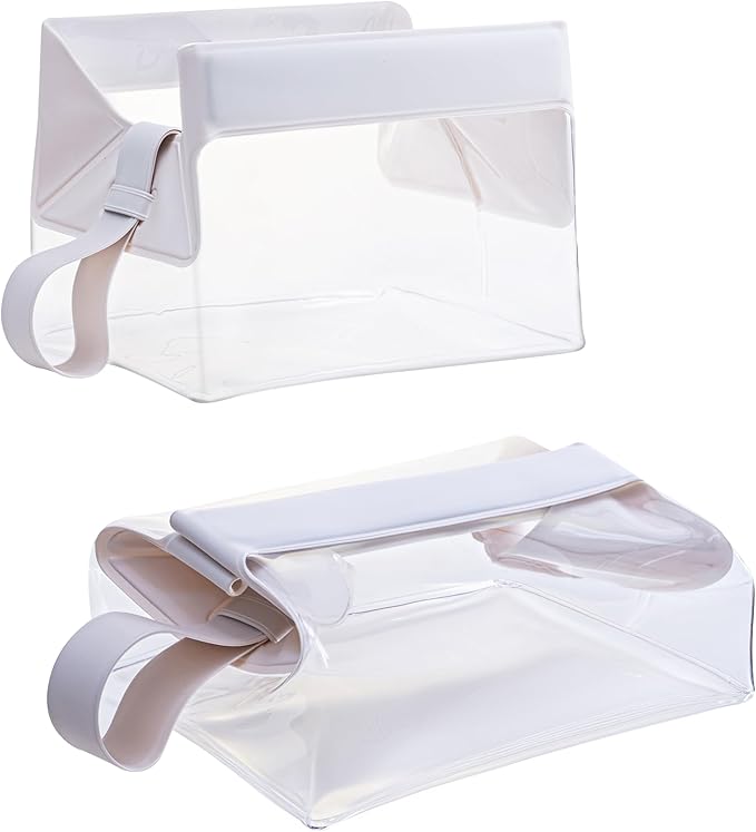 TSA Approved Clear TPU Toiletry Bag with Magnetic Closure Leak Resistant Makeup Bag Cosmetic Pouch Dopp Kit Travel Essentials Bag Magnetic Travel Container Organizer Pouch (Beige)