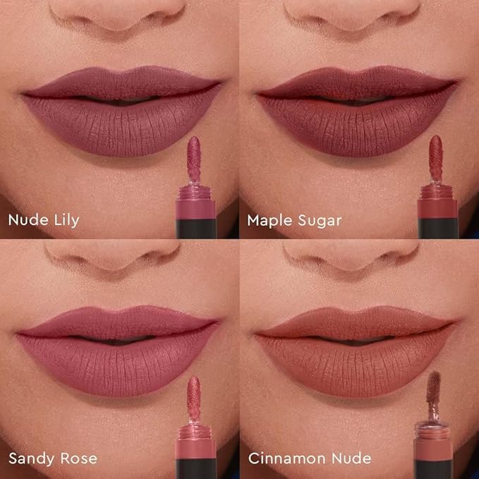 KIRO Four Play Non-Stop Airy Matte Liquid Lip Stack | Supreme Quad | 4 Nude Lipstick Shades | Long-Lasting, Transferproof & Hydrating | Lightweight & Skincare-Infused with Avocado & Apricot Oils | 6ml