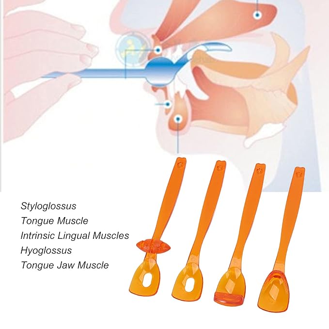 4PCS Tongue Trainer, Plastic Tongue Tip Exerciser Portable Oral Lips Exerciser Plastic Perceiving Recovery Tool for Dysarthria(Orange)