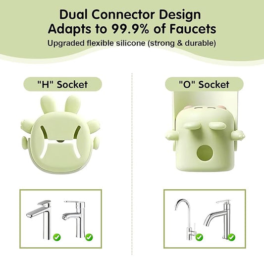 Faucet Extender Silicone Faucet Extender Temperature Sensitive for Toddlers Silicone Sink Extender Babies Kids Children (Yellow/Happy Rabbit)