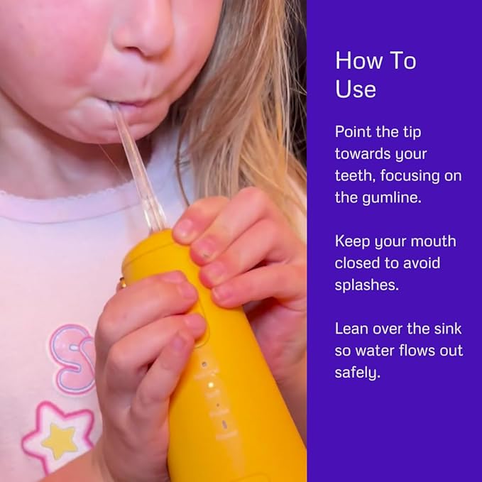 Penguin Pip Kids' Premium Water Dental Flosser Cordless for Teeth, 3 Modes Dental Oral Irrigator, Soft Normal Pulse, Beginners, Braces, Robust Antislip IPX7 Waterproof Powerful Battery Life