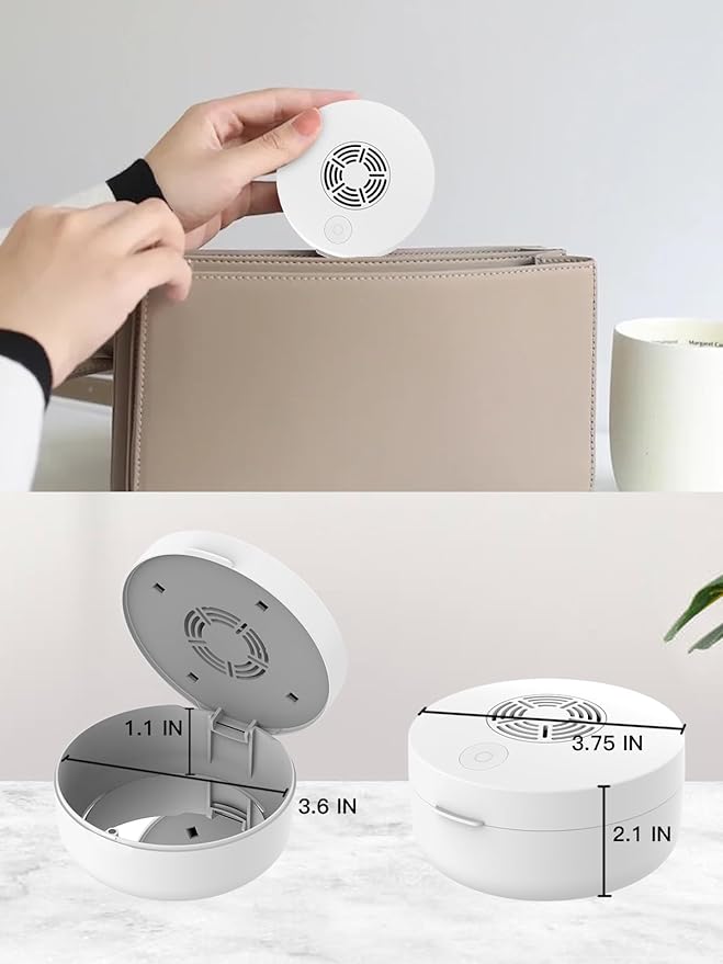 Voraiya UV Retainer Case Braces Box with Fan and Mirror – Compact Dental Case for Aligners, Mouth Guards, Night Guards, and Teeth Braces – White