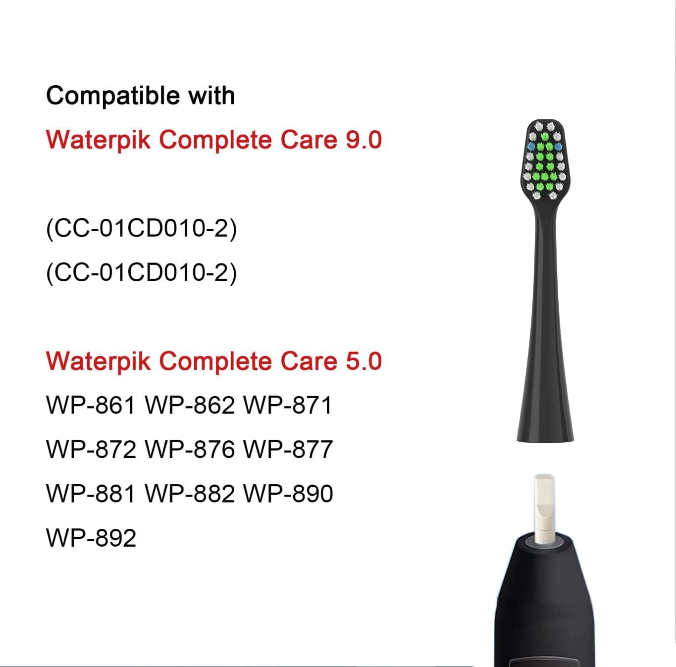 Replacement Toothbrush Heads Fits for Waterpik Complete Care 9.0 (CC-01), Care 5.0 (WP-862) Sonic Electric Tooth Brush Refill(8-pc), Pisonicleara