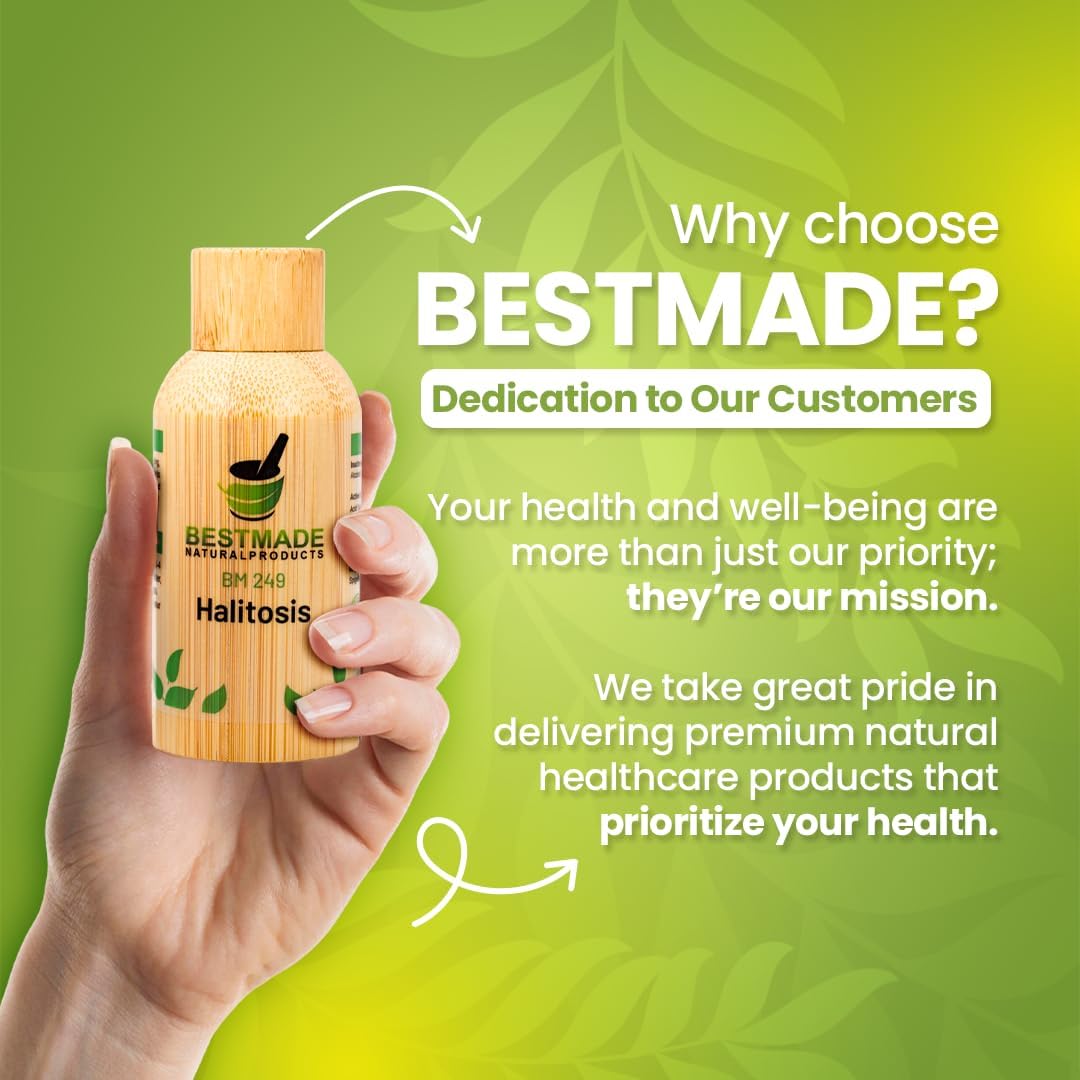 Bestmade Natural Products Halitosis, Natural Remedy for Bad Breath BM249 - Helps Improve Oral Health, Reduce Smelly Breath & Restore Healthy Bacteria in The Mouth, 30 mL Drops