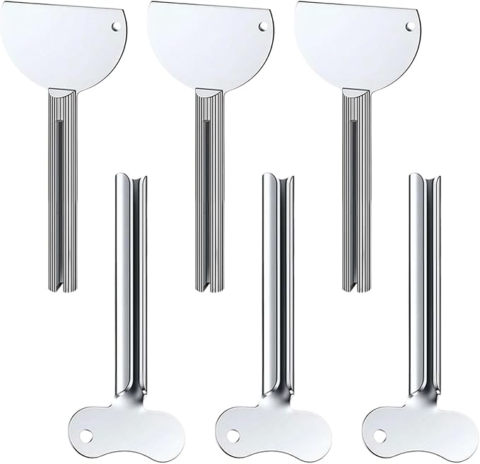 Toothpaste Squeezer, 2026 New Metal Tube Squeezer Key, Manual Toothpaste Roller Tube Wringer for Paint, Cream, Cosmetic and Hair Dye (6 Pcs)