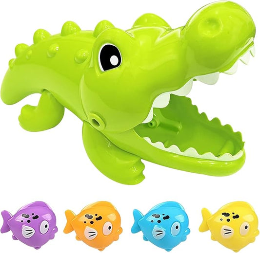 Baby Bath Toy Crocodile and Small Fish for Infant Baby Age 3+ Years Old Toddlers Boys Girls, BPA Free, Kids Shower Gifts