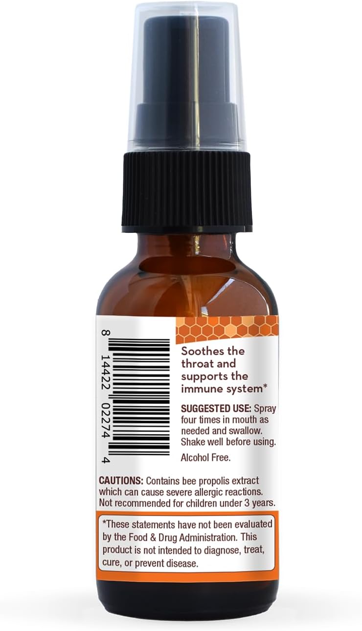 Wedderspoon Propolis and Manuka Honey Throat Spray, Original Honey, 1 Fl Oz (Pack of 1), Sore Throat Relief, Natural Immune Support