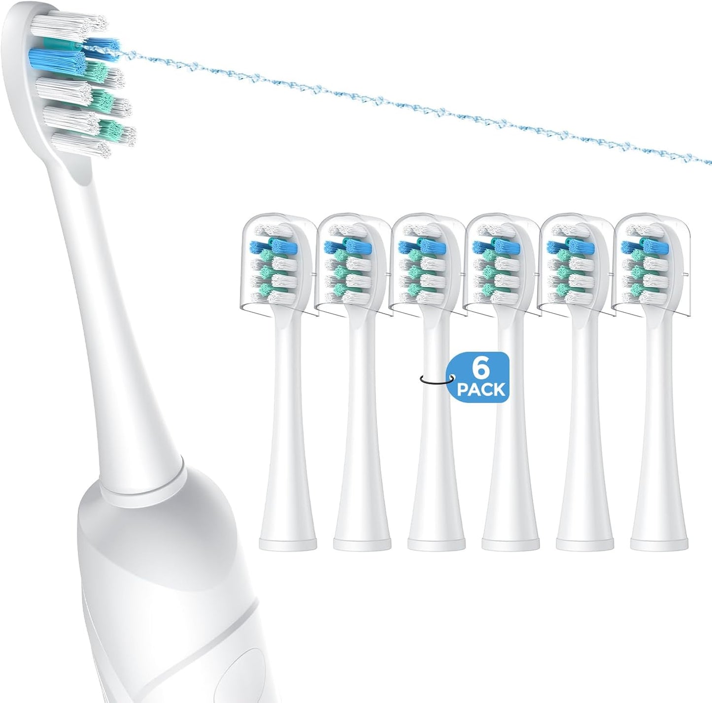 6 Pack Toothbrush Replacement Heads Compatible with WaterPik Sonic Fusion 2.0, FitMount Flossing Brush Head Fit for Water-Pic SF-01 SF-02 and 2.0 SF-03 SF-04
