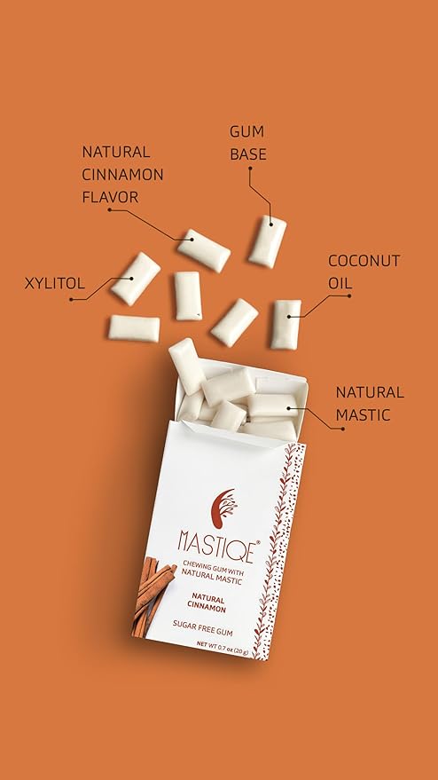 Mastiqe Sugar Free Hard Chewing Gum with Natural Mastic (Cinnamon, 20 Count)
