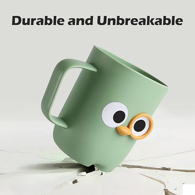 4 Pcs Cute Cartoon Bathroom Tumbler Cups, Unbreakable Reusable Toothbrush Holders, Plastic Household Drinking Cups, Dishwasher Safe Water Mugs for Kids Couples Friends (2 Large + 2 Small)