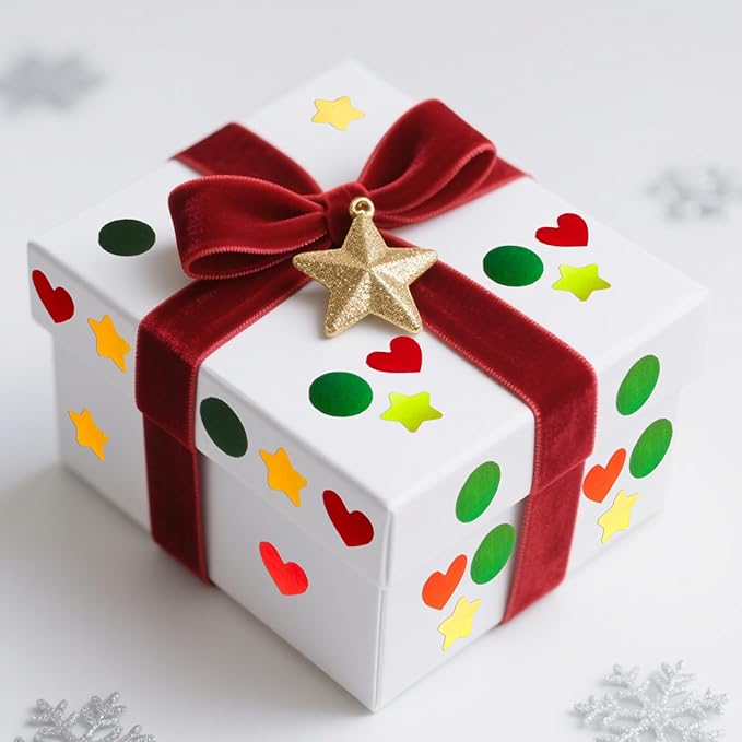 Holographic Stickers for Kids, 2160 Pcs, Star Heart Dot Shapes, Multicolor Sparkly Reward Charts, School Classroom Teacher Supplies, DIY Decorations, 0.6 Inch