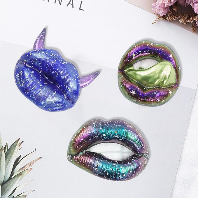 3 pcs Lips Resin Mold 3D Unique Witchy Molds Resin Art Molds Ornament Silicone UV Epoxy Casting Molds for DIY Décor