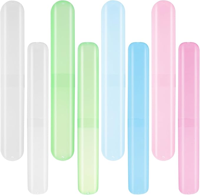 8 PCS Plastic Toothbrush Case Travel Toothbrush Holder Portable Toothbrushes Travel Case Dustproofs Toothbrushes Container Tooth Brush Cases Colored Tooth Brush Holder for Travels Camping Home,2 Size