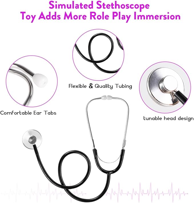 Meland Doctor Costume for Girls - Kids Scrubs with Lab Coat & Carry Bag, Doctor Dress Up for Halloween, Career Day Role Play