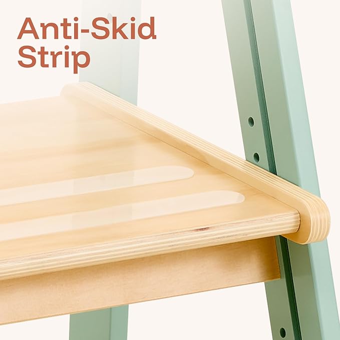 HARPPA Nordi Foldable Toddler Kitchen Tower, Montessori Kitchen Stools Helper, Standing Tower with 3 Adjustable Heights, Suitable Age for 2-6 Years, Sage