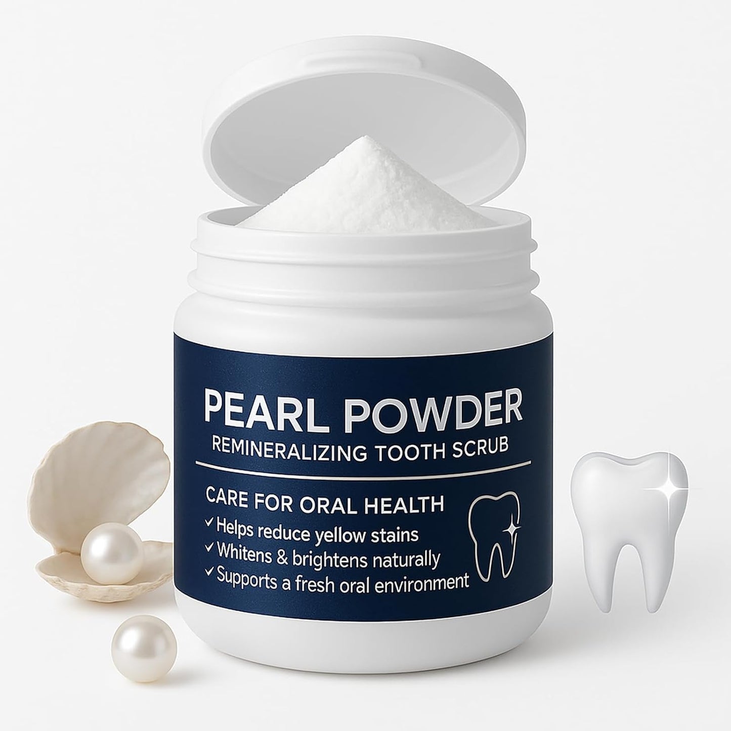 Remineralizing Tooth Powder with Pearl Powder | Natural Teeth Whitening Scrub | Hydroxyapatite Fluoride-Free Tooth Polish (1)