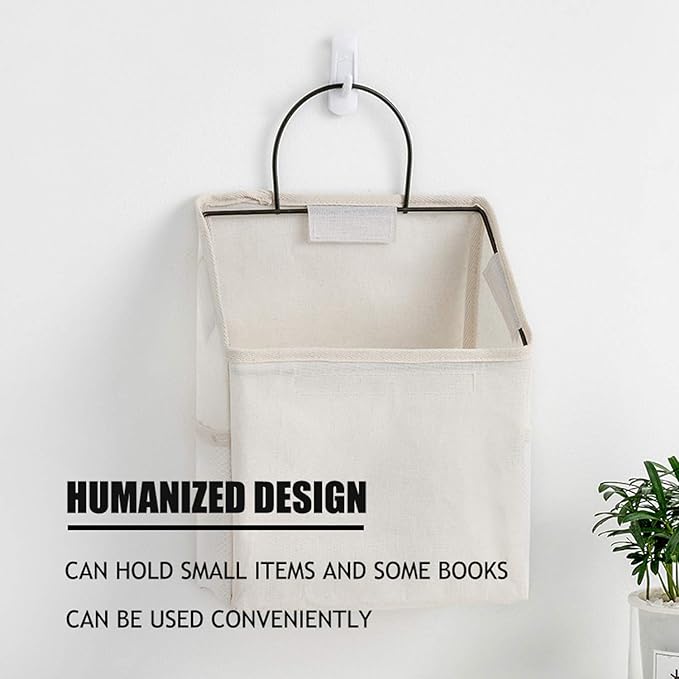 2 Pcs Wall-Hanging Storage Bags,Desktop Organizer Basket Cotton Linen Hanging Storage Basket for Kitchen,Bderoom,Living Room-Triangle