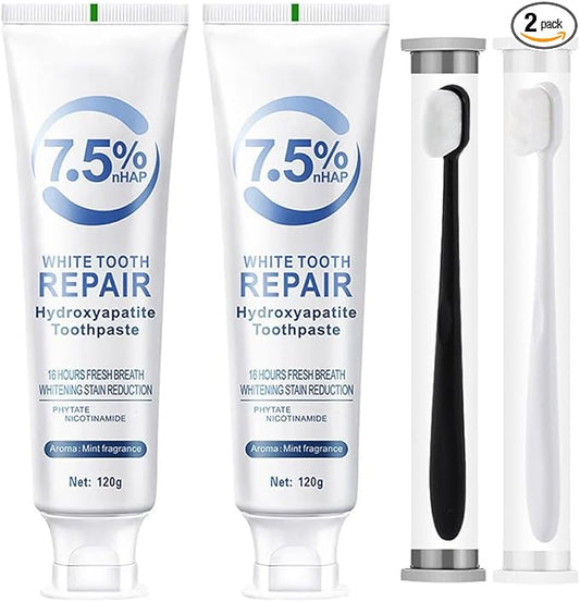 Enamel Repair Toothpaste with Hydroxyapatite - Strengthens Teeth, Fights Sensitivity, Fresh Mint Flavor for Daily Oral Health