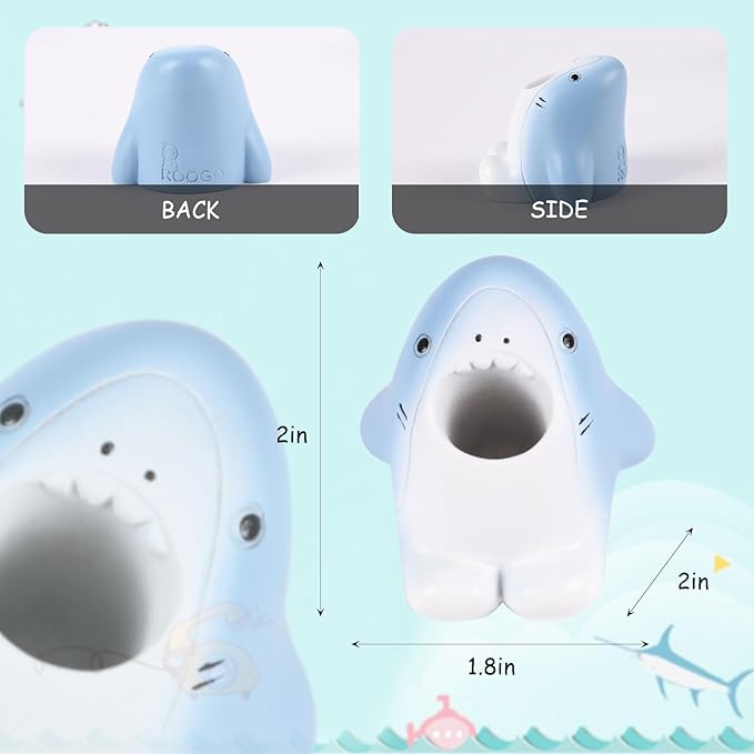 Cute Animal Toothbrush Holder - Shark Pen Pencil Holder,Mini Resin Freestanding Storage Base for Box Pen Brush Toothpick Desktop Storage Container, Washroom Office Organizer Accessories (Shark)
