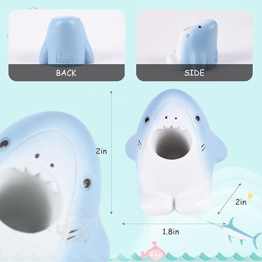 Cute Animal Toothbrush Holder - Shark Pen Pencil Holder,Mini Resin Freestanding Storage Base for Box Pen Brush Toothpick Desktop Storage Container, Washroom Office Organizer Accessories (Shark)
