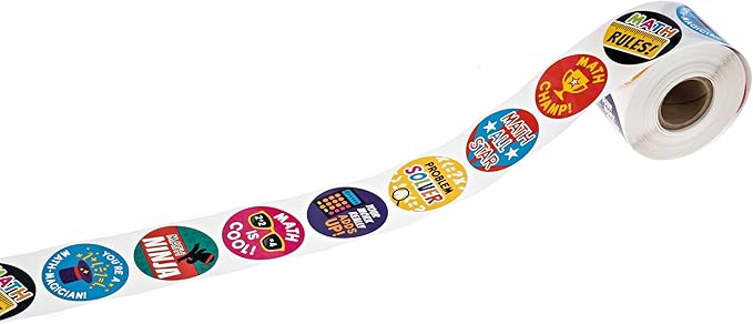 Math Inspired Reward Stickers / 500 Motivational Mathematics League Teacher Worksheet Rewards / 8 Alternating Encouraging Classroom Recognition Designs / 1.5" Elementary Student Award Labels