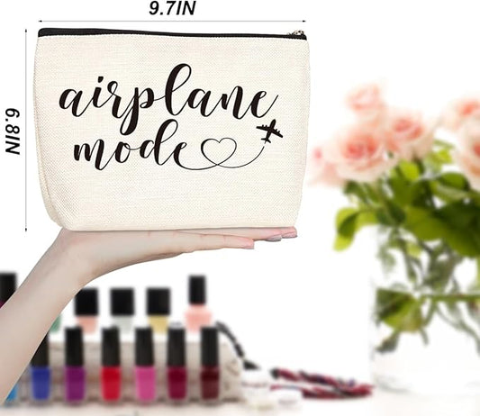 Funny Airplane Travel Gifts for Women Makeup Bag Travel Essentials Cosmetic Bag Travelers Toiletry Bag Flight Vacation Gifts for Sister Travelers Girls Trip Birthday Mothers Day Anniversary
