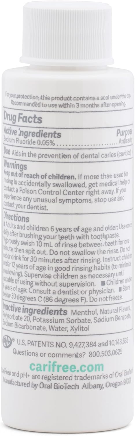 CariFree Maintenance Rinse, Mint Flavored, Travel Size for On-The-Go Convenience, Anti-Cavity & Fluoride Mouthwash, Xylitol, Alcohol-Free, Neutralizes pH, Dentist Recommended (Pack of 5)