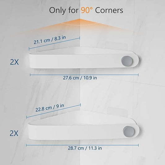 Sotfamily Shower Caddy Corner, 4 Pack Adhesive Corner Shower Shelves for Bathroom Organizers and Storage, Rust Free Plastic Rack for Bathroom Accessories & Decor, White