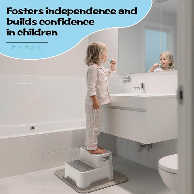 Toddler Step Stool for Bathroom Sink, 2 Pack Step Stool for Kids, Plastic Potty Training Toilet Stepping Stools, Child and Baby Lightweight&No-Slip Two Step Stools(Include 2 Faucet Extenders)