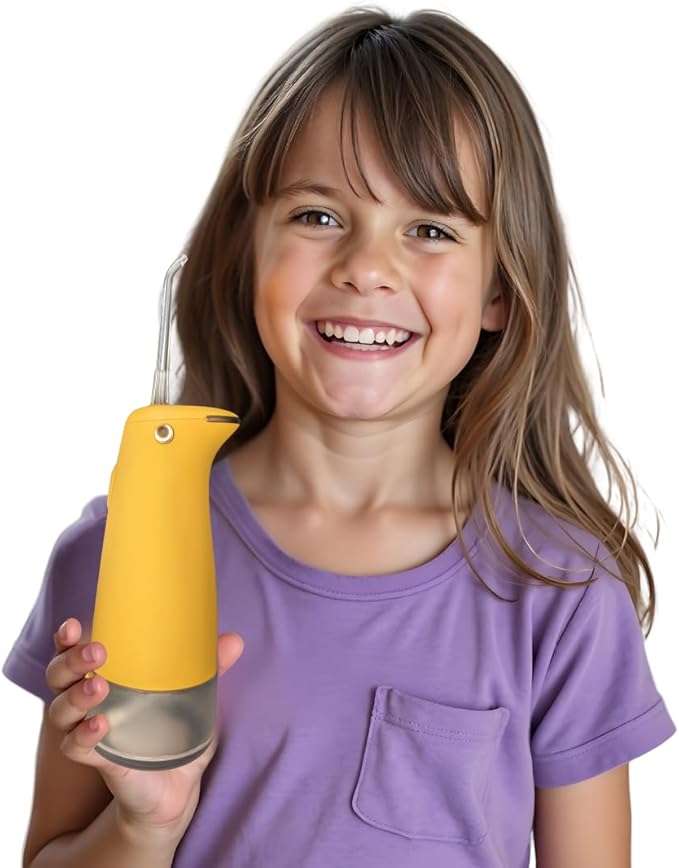 Penguin Pip Kids' Premium Water Dental Flosser Cordless for Teeth, 3 Modes Dental Oral Irrigator, Soft Normal Pulse, Beginners, Braces, Robust Antislip IPX7 Waterproof Powerful Battery Life