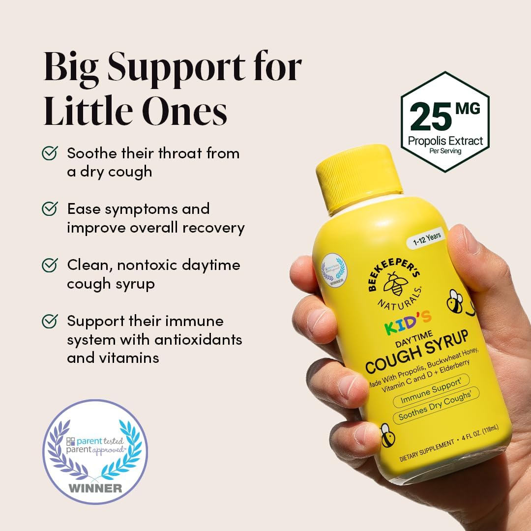 Beekeeper's Naturals Kid's Immune Support Essentials | Kid's Propolis Throat Spray - Propolis Honey Cough Syrup for Kids - Throat Soothing Lollipops | Natural Immune Support - Sore Throat Relief