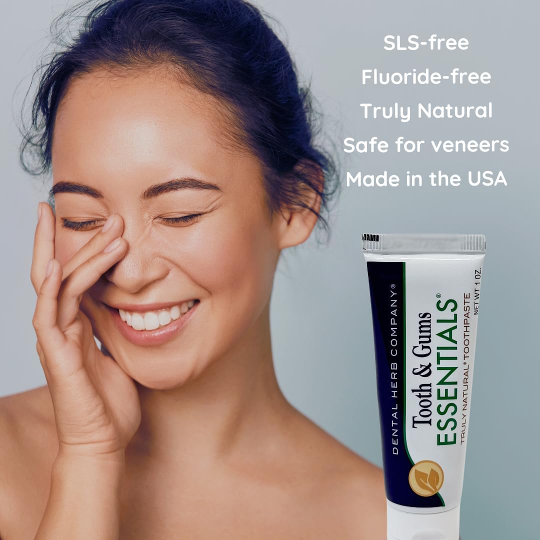 Dental Herb Company - Travel Toothpaste 1oz, (3 Pack) Truly Natural Fluoride-Free and SLS-Free - Superior Defense Against Bleeding and Irritated Gums, Dry Mouth and Mouth sores.