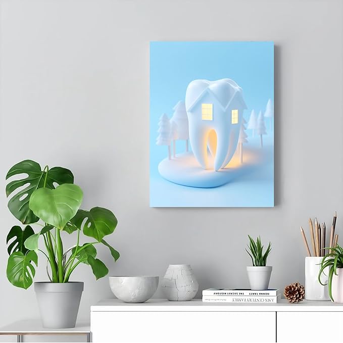 SchindlerBang Inspirational Dentist Quote Art,Modern Tooth House Canvas,Uplifting Clinic Decor,Motivational Office Print,16x24inch Framed Display Ready to Hang