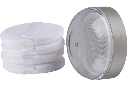 Powder Puff Reusable Empty Makeup Container with Elasticated Net Sifter for Setting Powder, Face Powder, Travel and Daily Use
