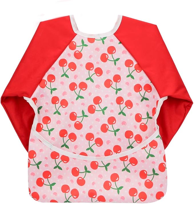 Infant Toddler Baby Waterproof Sleeved Bib, Bib with Sleeves&Pocket, 6-24 Months