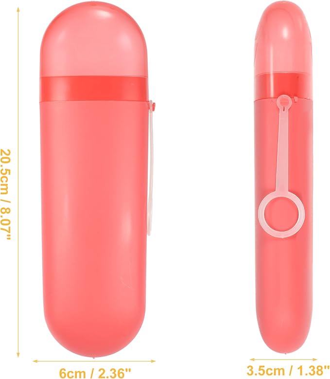 VOCOSTE 1 Pcs, Portable Toothbrush Case with Hook, Plastic, Traveling Toothbrush Holders Case, Travel Business, Red, 8.07"x2.36"x1.38"