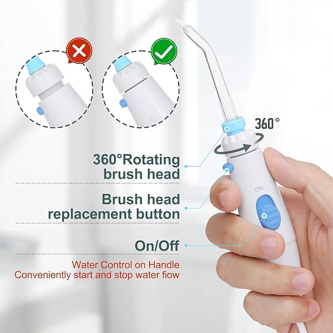 Water Flosser, Power Dental Water Flossers for Teeth & Braces Cleaning, Oral Irrigator Electric flosser for Adults & Kids with 10 Pressures & 8 Tips, 600ml Water Flosser for Family