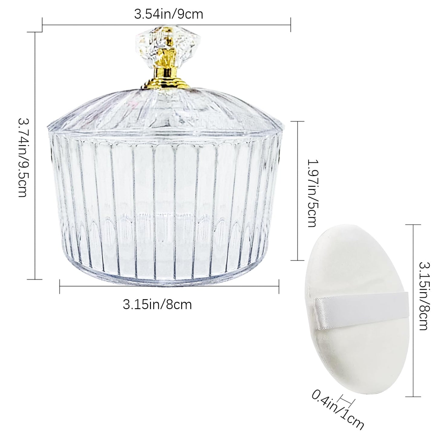 3 Pcs Body Face Plastic Powder Puff and Container Dish Fluffy Soft Large Powder Puff for Women(Roman jar Shape)