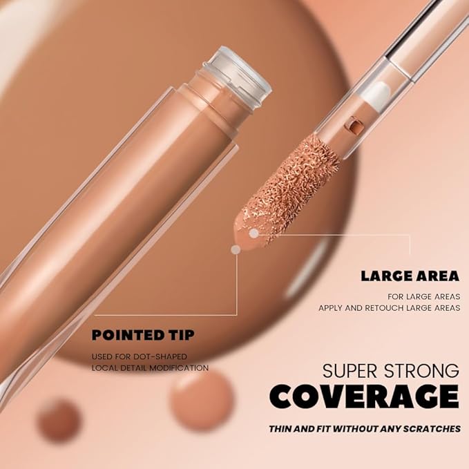 Kaely Liquid Concealer for Older Women, Under Eye Brightener Full Coverage Concealer for Dark Circles, Color Correcting Foundation Face Makeup Waterproof, Vegan & Cruelty-Free, 09 Rich