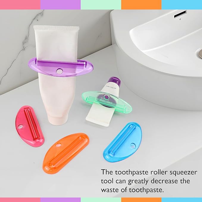 5pcs Toothpaste Squeezer Plastic Tube Squeezers Tooth Effortless Paste Clip Holder Tool for Toothpaste Cream Cosmetics and Paint (Colorful)