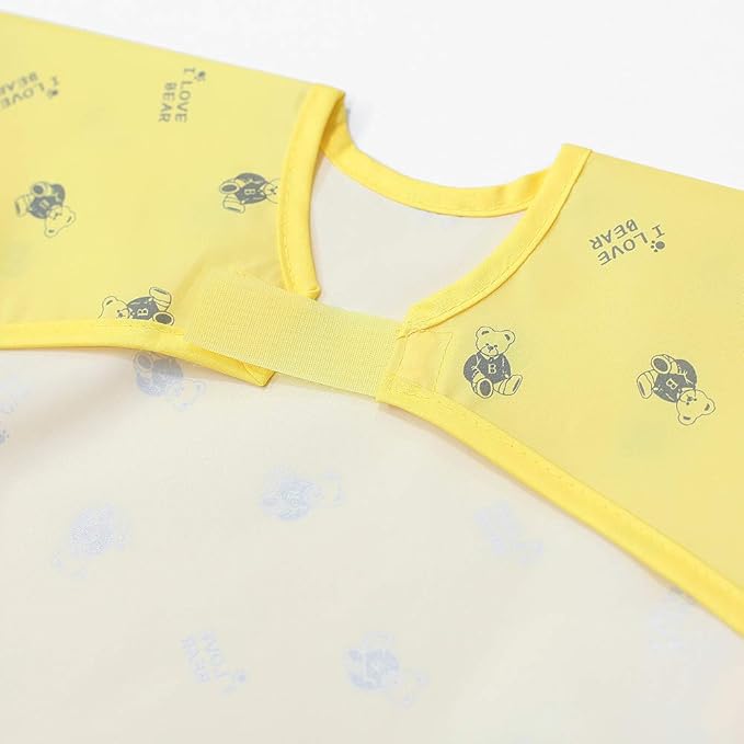 Short Sleeve Waterproof Bib for Toddlers – Easy Clean Feeding Apron for Mealtime, Daycare, Self-Feeding, Lightweight