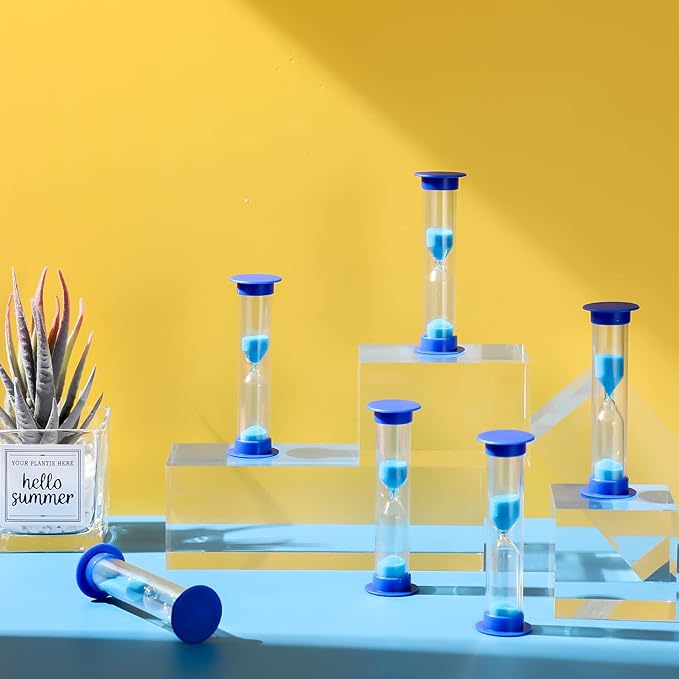 Queekay 48 Pcs 2 Minute Sand Timer for Kids, Mini Hourglass Bulk Sand Clock Timer for Adult Kids in Classroom Kitchen Games Office School(Blue)