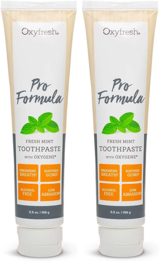 Oxyfresh Pro Formula Fresh Mint Toothpaste – Gentle Low Abrasion - Cosmetic Fluoride Free Formula - Great for Sensitive Teeth and Gums with Natural Essential Oils. 5.5 oz. (Pack of 2)