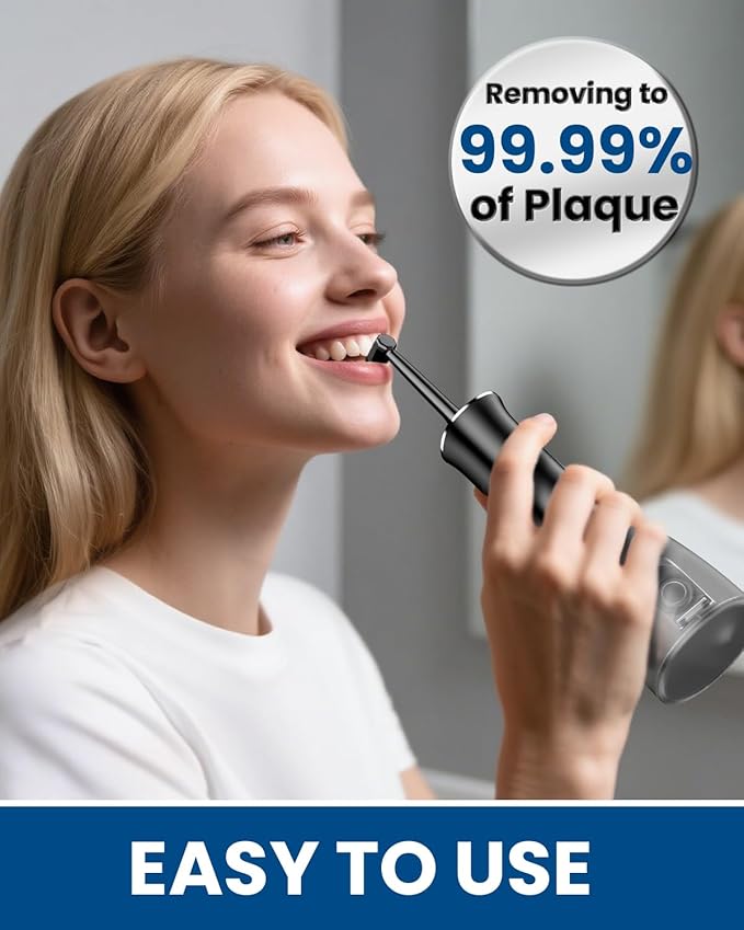 Cordless Water Dental Flosser with 4 U-Shaped Jet – Travel-Friendly, 350ML Larger Tank, 4 Modes & 4 Speeds, 360° Nozzle, Powerful Battery, Cleans Inner/Outer Teeth in One Pass
