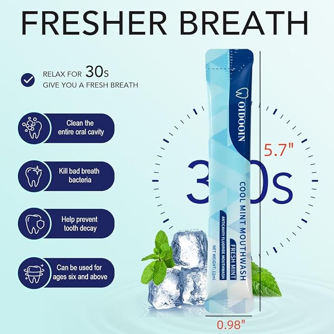 Strong Mint Mouthwash Alcohol Free, Mouth Wash for Adults, TSA Approved Mouthwash Bulk, Travel Mouth wash Prevents Cavities, Fluoride Free, Fresh Mint (0.41 Fl Oz (Pack of 20)