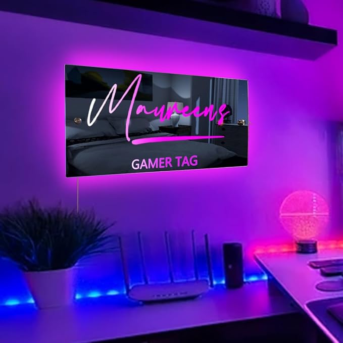 Personalized Tag Salon shop LED Name Mirror Light Custom LED Light Up Mirror Multi Colour Lighting Mirror Name Sign, Custom Name Neon Sign Light Wall Decor Mirror for Bedroom,Bar, barber shop