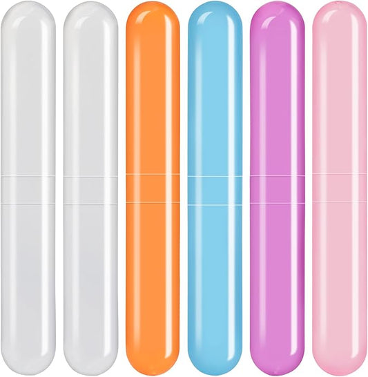 6 Pack Travel Toothbrush Case, Breathable Portable Toothbrush Holder, Plastic Toothbrush Cover Container for Traveling, Bathroom, School, Home, Business, Camping