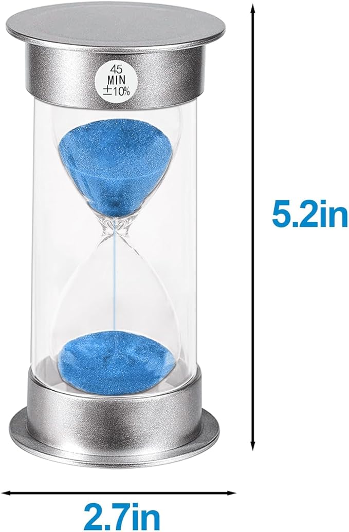 SuLiao Hourglass Sand Timer 45 Minute, Plastic Blue Sand Clock 45 Min, Large Hour Glass Sandglass Timer for Classroom, Kitchen, Games, Home, Office Decor
